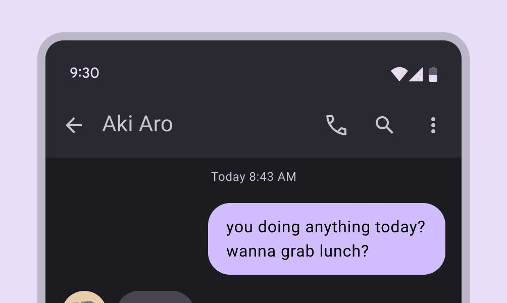Top app bar using title style