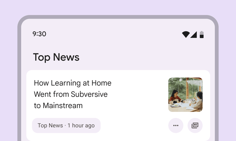 Example of title style applied to a category header: Top News