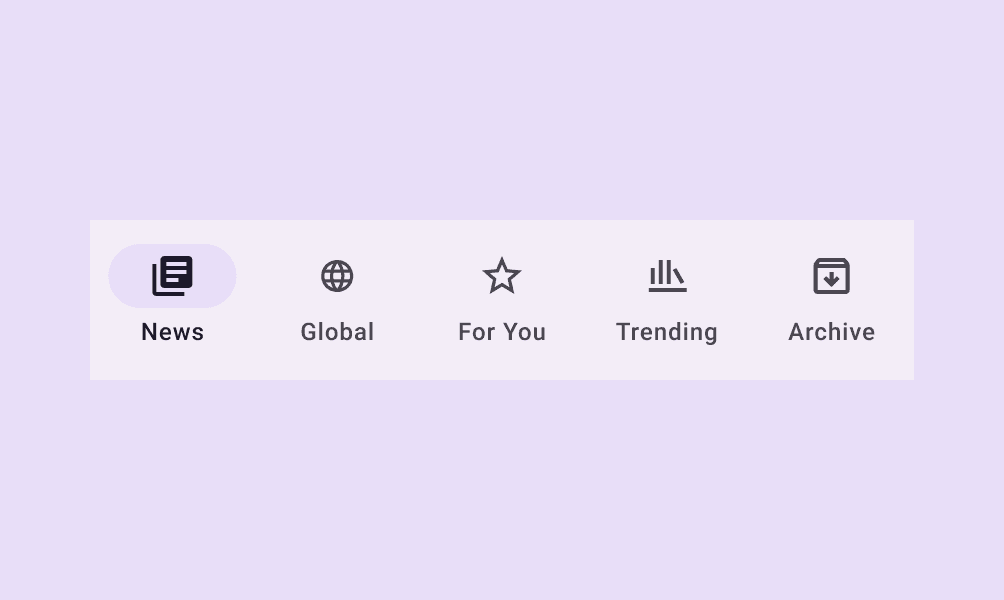 A navigation bar using label style for the destination text